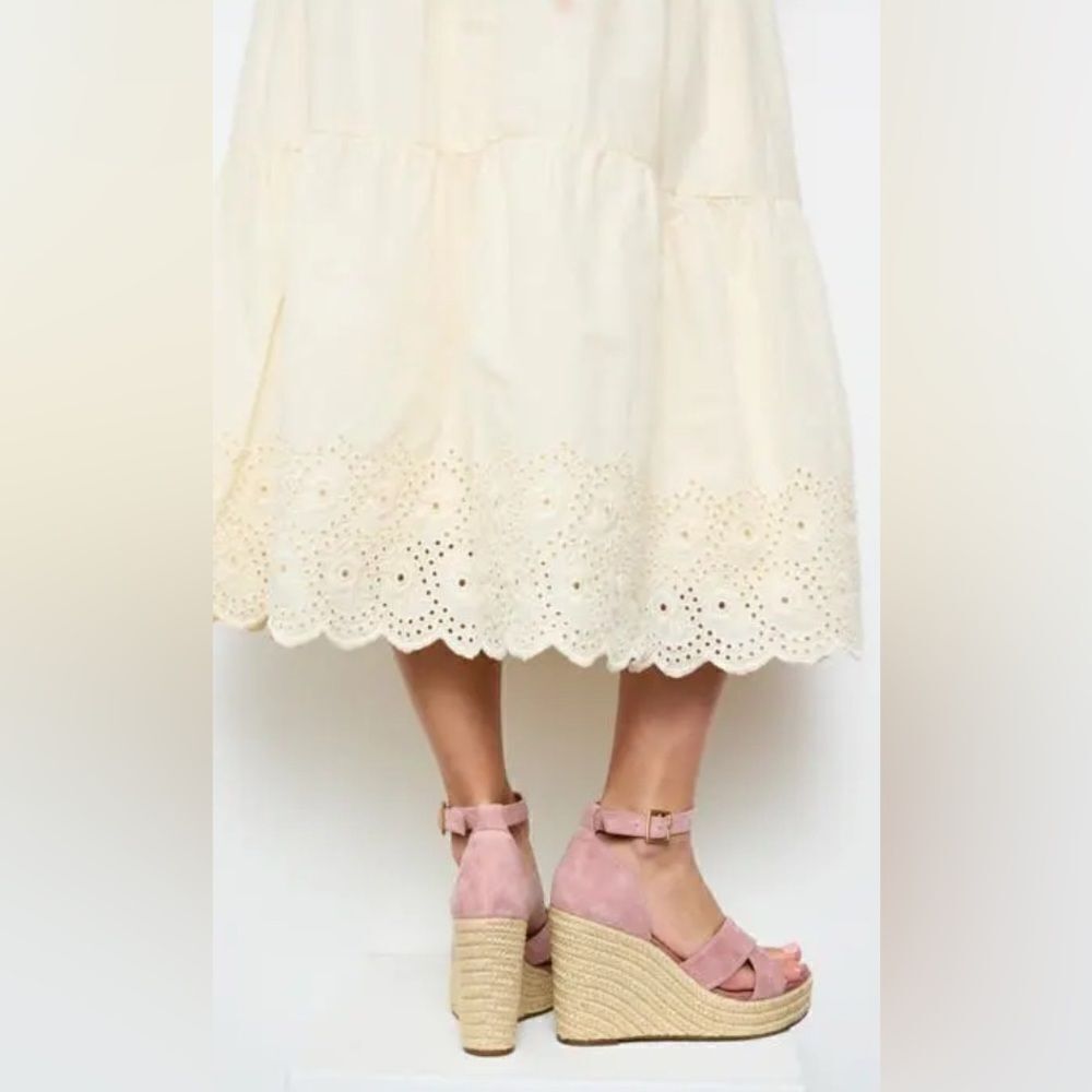 NIB Lisa Vicky Gemi V Dusty Pink Kid Suede 4” Wedge Espadrille Heel Sandal 8.5